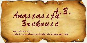 Anastasija Breković vizit kartica